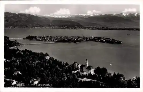 Ak Lindau am Bodensee Schwaben, Fliegeraufnahme