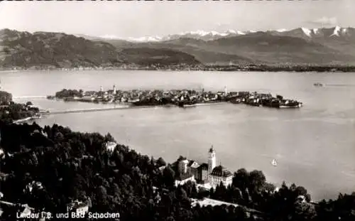 Ak Lindau am Bodensee Schwaben, Fliegeraufnahme