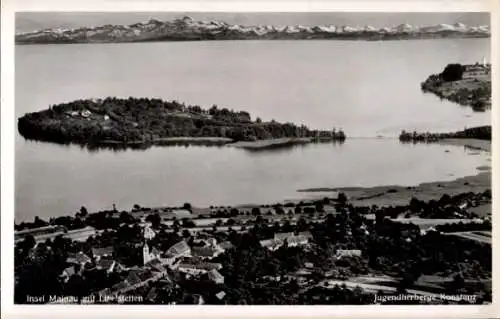 Ak Insel Mainau Bodensee, Fliegeraufnahme, Litzelstetten