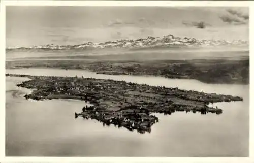 Ak Insel Reichenau Bodensee, Säntisblick, Fliegeraufnahme