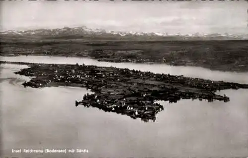 Ak Insel Reichenau Bodensee, Säntis, Fliegeraufnahme