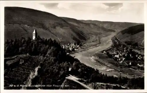 Ak Alf an der Mosel, Fliegeraufnahme, Aussichtsturm