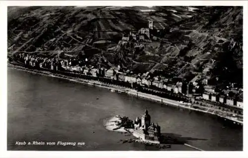 Ak Caub Kaub am Rhein, Burg Pfalzgrafenstein, Pfalz, Fliegeraufnahme