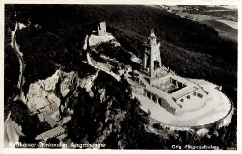 Ak Steinthaleben Kyffhäuserland in Thüringen, Kyffhäuser-Denkmal, Fliegeraufnahme