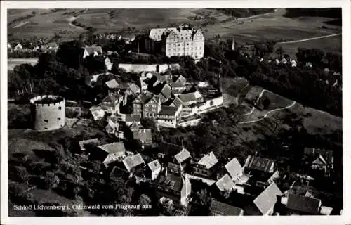 Ak Lichtenberg Fischbachtal im Odenwald, Fliegeraufnahme, Schloss