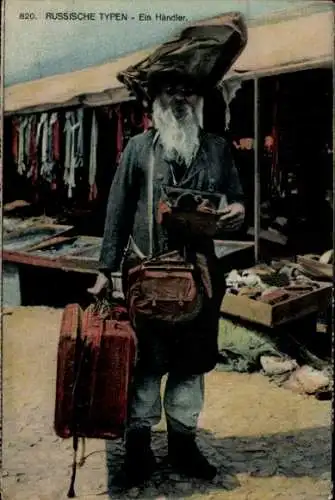 Ak Russland, Russische Typen, Händler mit Taschen