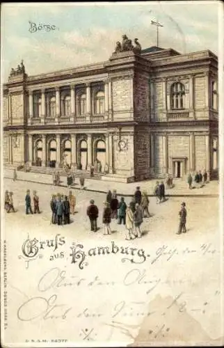 Litho Hamburg, Börse, Passanten