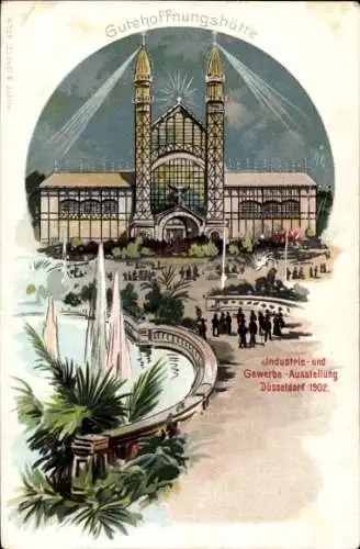 Litho Düsseldorf am Rhein, Ausstellung 1902, Gutehoffnungshütte