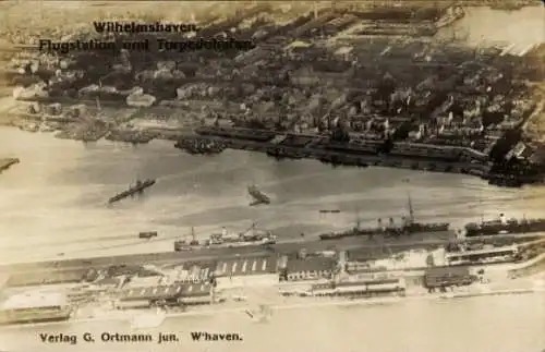 Foto Wilhelmshaven, Kriegshafen, Flugstation, Torpedohafen, Kaiserliche Marine, Fliegeraufnahme