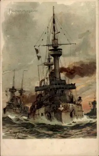 Künstler Ak Stöwer, Willy, Deutsche Kriegsschiffe