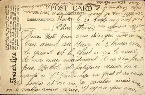 Künstler Ak Dampfer Lafayette, CGT, French Line