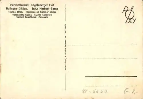 Ak Ohligs Solingen Bergisches Land, Parkrestaurant Engelsberger Hof