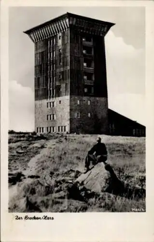 Ak Brocken im Harz, Brockenturm, Brockenhotel