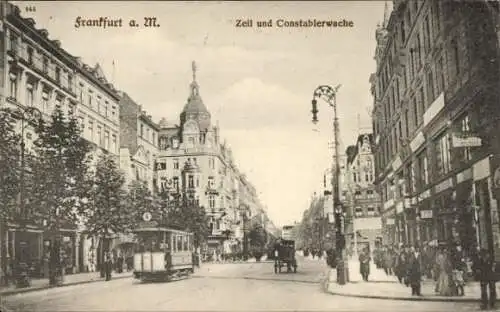 Ak Frankfurt am Main, Zeil, Constablerwache, Tram