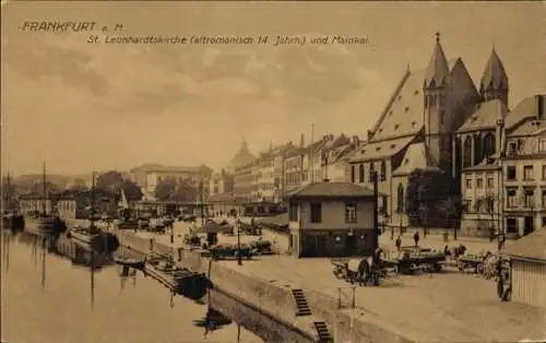 Ak Frankfurt am Main, St. Leonhardtskirche, Mainkai