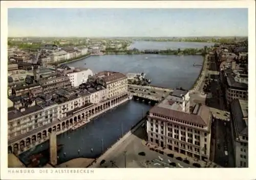 Ak Hamburg Mitte Altstadt, Die Drei Alsterbecken