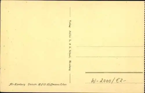 Ak Hamburg Altstadt, Steinstraße, Hof 83, Enge Gasse, Frau kehrt, offene Fenster