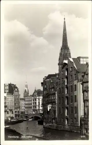 Ak Hamburg Mitte Altstadt, Nikolaiflet, Turm