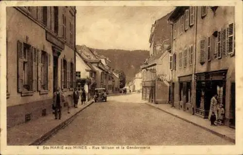 Ak Sainte Marie aux Mines Markirch Elsass Haut Rhin, Rue Wilson, Gendarmerie