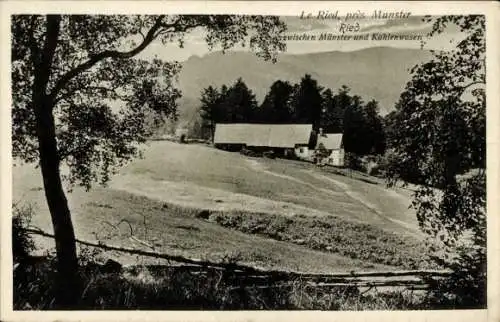 Ak Ried Munster Münster Elsass Haut Rhin, Haus auf Berg