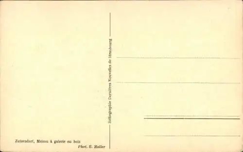 Ak Obermodern Zutzendorf Elsass Bas Rhin, Maison a galerie en bois, Fachwerkhaus