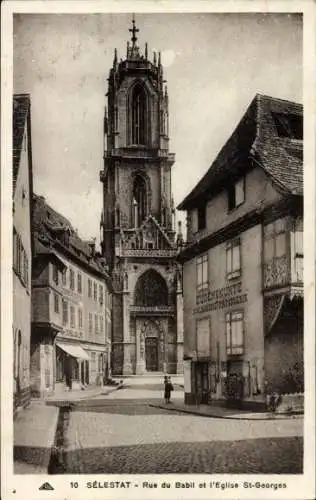 Ak Sélestat Schlettstadt Elsass Bas Rhin, Rue du Babil, Kirche Saint Georges