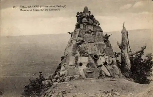 Ak Hartmannsweiler Elsass Haut Rhin, Hartmannsweilerkopf, Monument Allemand des Chasseurs