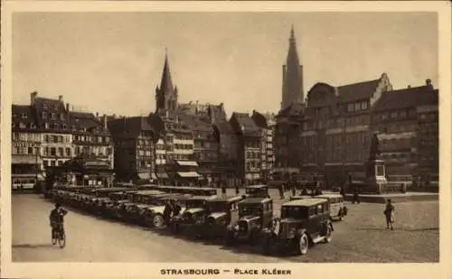 Ak Strasbourg Straßburg Elsass Bas Rhin, Place Kléber, Autos