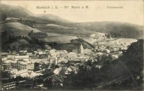 Ak Sainte Marie aux Mines Markirch Elsass Haut Rhin, Stadtansicht von Markirch im Elsass mit v...