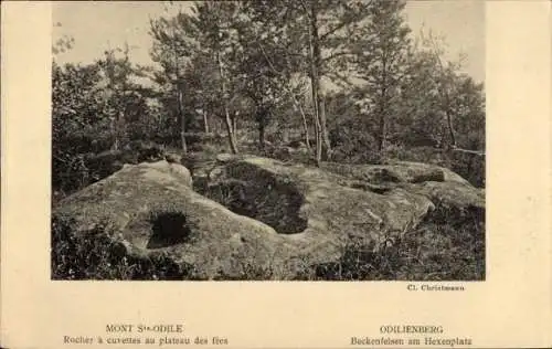 Ak Obernai Elsass Bas Rhin, Odilienberg Mont Sainte Odile, Beckenfelsen am Hexenplatz