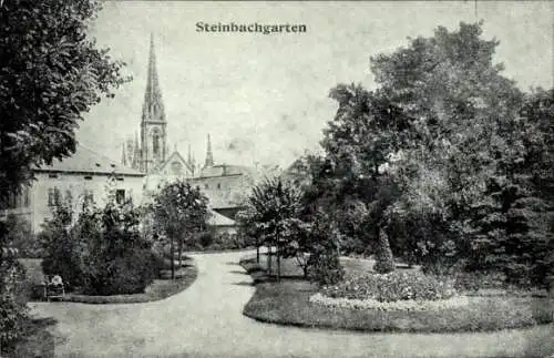 Ak Mulhouse Mülhausen Elsass Haut Rhin, Steinbachgarten, ein Park mit altem Baumbestand und ei...