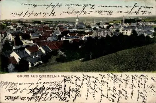 Ak Döbeln in Sachsen, Blick auf  Häuser, Bäume, Himmel, eine Kirche ist zu sehen.