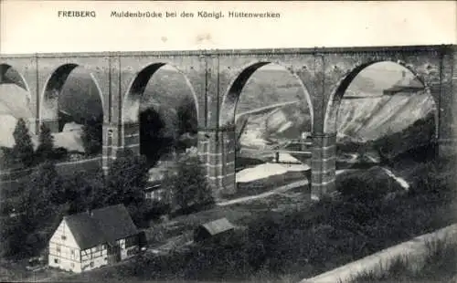 Ak Freiberg in Sachsen, Muldenbrücke bei den Hüttenwerken