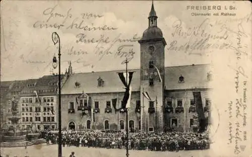 Ak Freiberg in Sachsen, Obermarkt, Rathaus