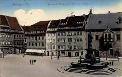 Ak Freiberg in Sachsen, Obermarkt und Denkmal Otto's des Reichen, Clemens Jaessing.