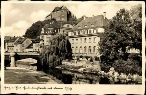 Ak Thür Rheinland Pfalz, Jeniz Thür. Hindenburghainke mit oberem Schloss