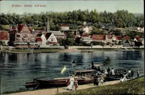 Ak Stadt Wehlen an der Elbe Sächsische Schweiz, Gesamtansicht