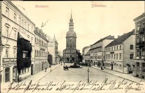 Ak Bad Schandau Sächsische Schweiz, Hotel Anker, Marktplatz Schandau