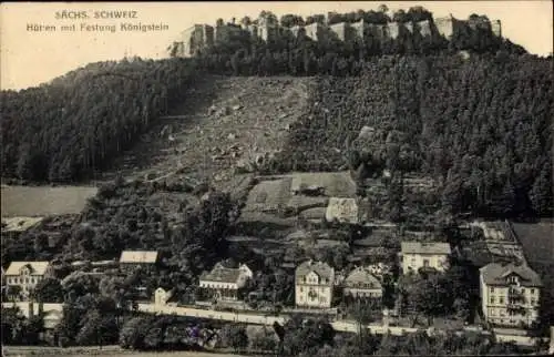 Ak Hütten Königstein an der Elbe Sächsische Schweiz, Gesamtansicht