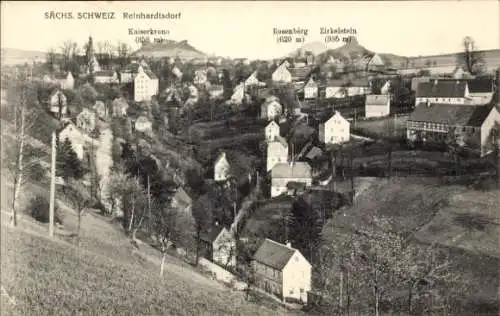 Ak Reinhardtsdorf Schöna Sächsische Schweiz, Gesamtansicht, Kaiserkrone, Zirkelstein