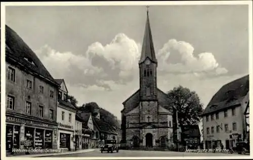 Ak Stadt Wehlen an der Elbe Sächsische Schweiz, Marktplatz, Kirche