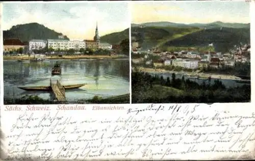 Ak Bad Schandau Sächsische Schweiz, Gesamtansicht, Elbe