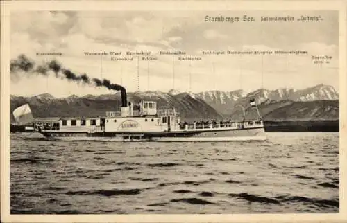 Ak Starnberger See, Salondampfer Ludwig