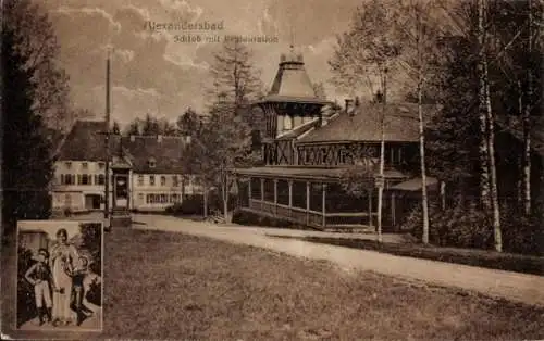 Ak Bad Alexandersbad im Fichtelgebirge Oberfranken, Alexanderbad, Schloss mit Restauration