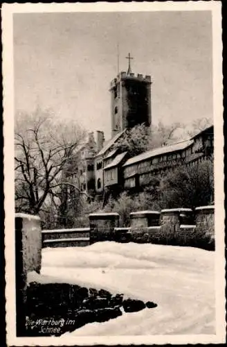 Ak Lutherstadt Eisenach in Thüringen, Wartburg, Wartburg im Schnee