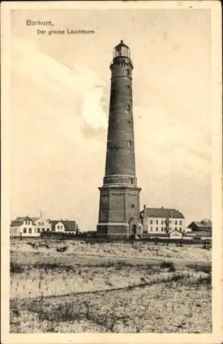 Ak Insel Borkum Ostfriesland, Upolmhof,  der große Leuchtturm