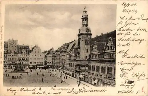 Ak Leipzig, Sächsisch Thüringische Ausstellung 1897, Marktplatz, Catherinenstr., wordsuite, 4....