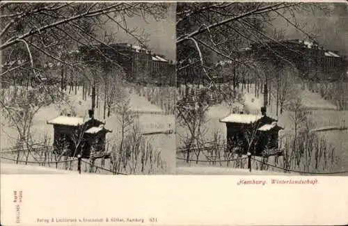 Stereo Ak Hamburg, Winterlandschaft