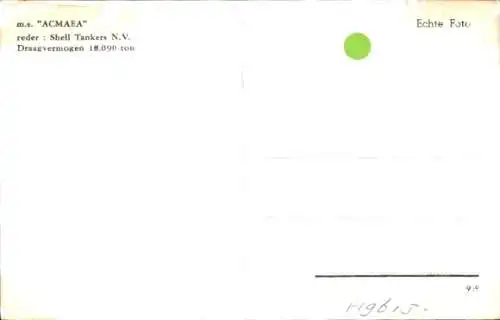 Ak Tanker MS Acmaea, Shell Tankers NV