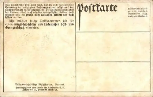 Ak Steigerung der durchschnittl. Korn- und Brotpreise sowie Fleisch von 1891-1910 in Berlin